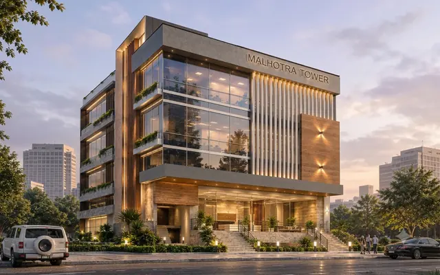 Commercial tower exterior 3D render