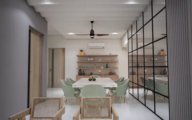 Dining area interior 3D render